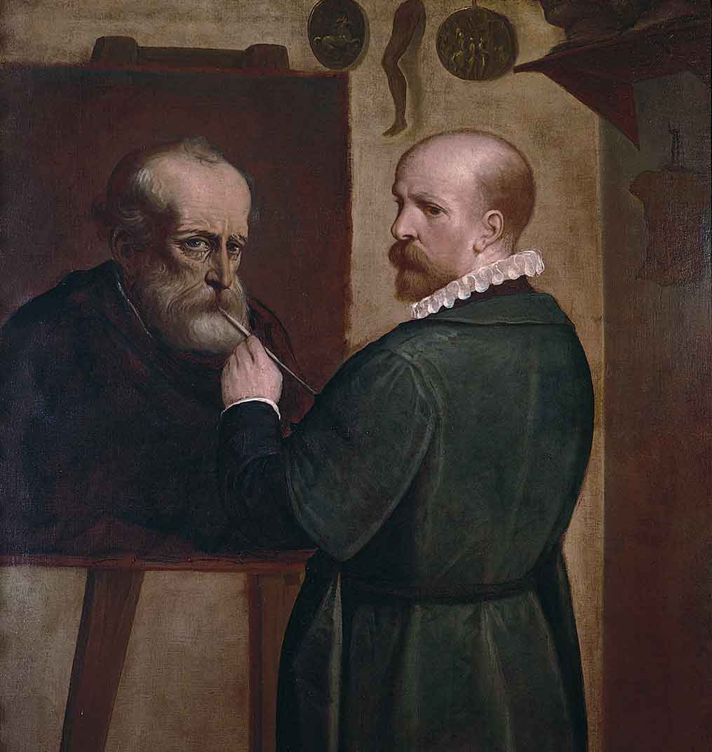Autoritratto del pittore in atto di dipingere il ritratto del padre